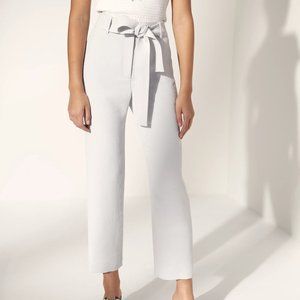 Aritzia Wilfred Tie-Front High-Waisted Crepe Pants Trousers - Light Slate Grey 4